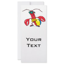 funny beach going  lobster cartoon personalized rack card
