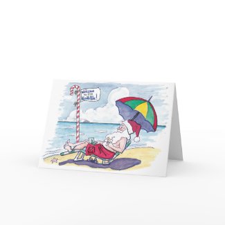 Funny Beach Santa Christmas Card card