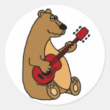 Funny Bear Playing Guitar Stickers