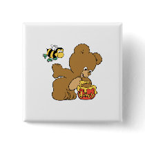 Funny Bear Sneaking Honey buttons by doonidesigns Funny Bear Sneaking Honey buttons
