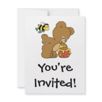 Funny Bear Sneaking Honey Personalized Invite