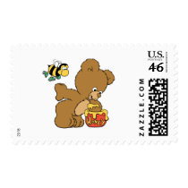Funny Bear Sneaking Honey postage by doonidesigns Funny Bear Sneaking Honey postage