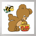 Funny Bear Sneaking Honey Poster