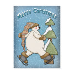 Funny bear with Christmas tree Postcards
