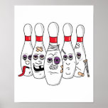 Funny Beat Up Bowling Pins Print