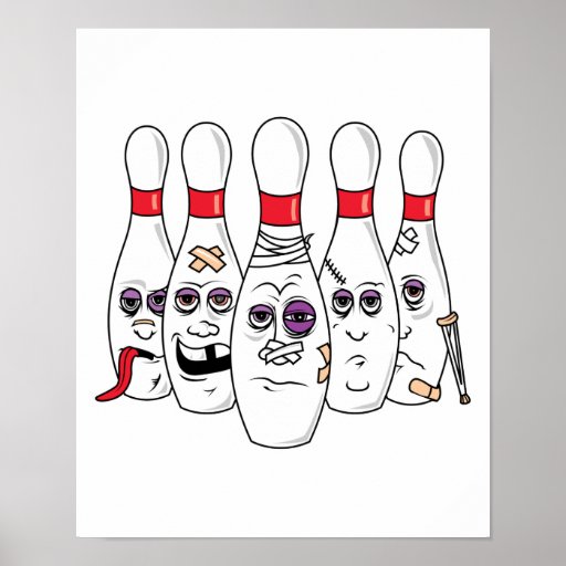Funny Beat Up Bowling Pins Poster Zazzle