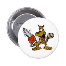 Funny Beaver Pinback Button