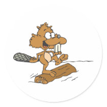 Funny Beaver Round Stickers
