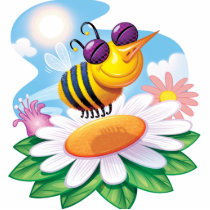 FUnny Bee Cartoon on Daisy photo sculptures by doonidesigns FUnny Bee Cartoon on Daisy photo sculptures