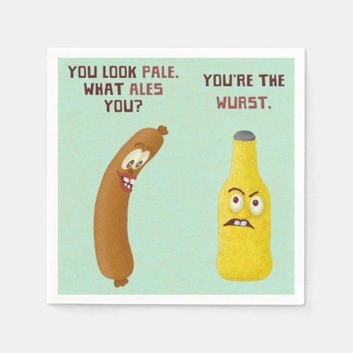 Funny Beer Bratwurst Pun Wurst Pale Ale Napkin | Zazzle