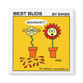 Funny Best Buds Hayfever Flower Cartoon Kitchen magnet