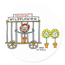 Funny Best Buds Wildflower Cartoon Round Sticker
