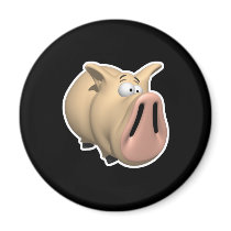 funny big snout pig magnet