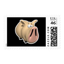 funny big snout pig postage stamp