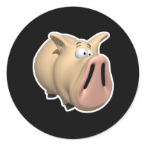 funny big snout pig round stickers