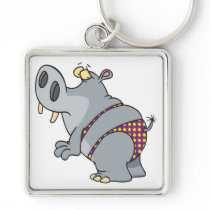 funny bikini hippo cartoon character keychains