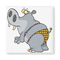 funny bikini hippo cartoon character fridge magnet