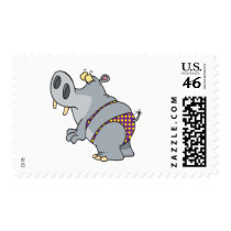funny bikini hippo cartoon character postage
