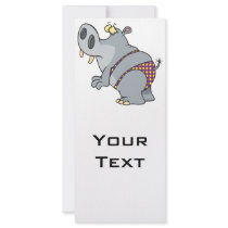 funny bikini hippo cartoon character custom rack card