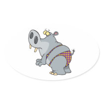 funny bikini hippo cartoon character stickers
