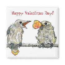 Funny Birds Happy Valentines Day Magnet