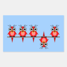 funny birds rectangle stickers
