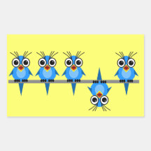 funny birds rectangle stickers