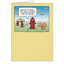 Funny birthday card: Alien and Dog