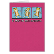 Funny birthday card: Cat Dancing