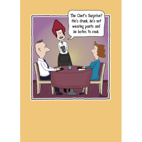 Funny birthday card: Chef's Surprise card
