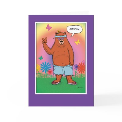 Funny birthday card: Hippie Bear Day by chuckink