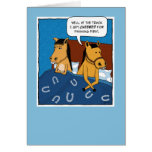 Funny birthday card: Horses in bed