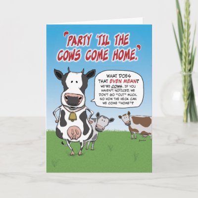 Funny Birthday Images on Funny Birthday Card  Party Cows From Zazzle Com