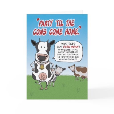 Funny Birthday Images on Funny Birthday Card  Party Cows From Zazzle Com