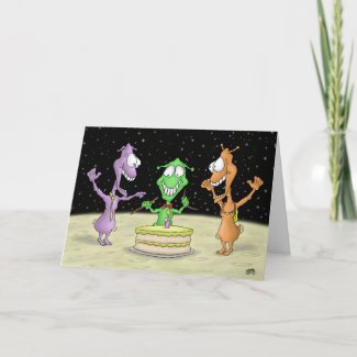 Funny Birthday Cards: Moon Party card