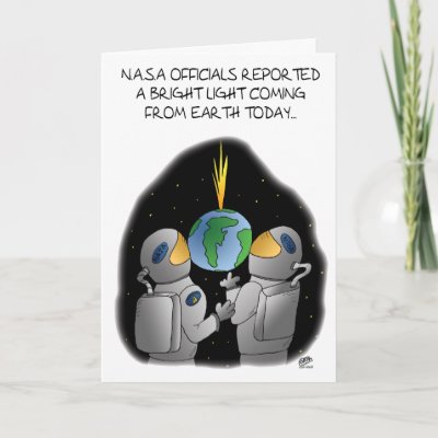 Funny Birthday Greeting card witha funny cartoon illustration of two 