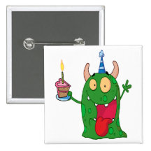 funny birthday monster cartoon character pins