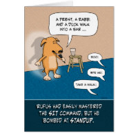 Funny Birthday: Standup Comic Dog Greeting Card