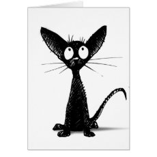 Funny black and white oriental cat art custom card