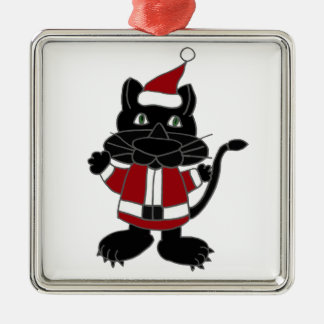 Funny Black Cat in Santa Outfit Christmas Cartoon Christmas Tree ...