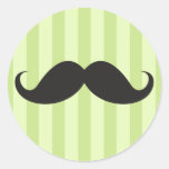 Funny black handlebar mustache moustache green sticker
