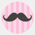 Funny black handlebar mustache moustache pink sticker