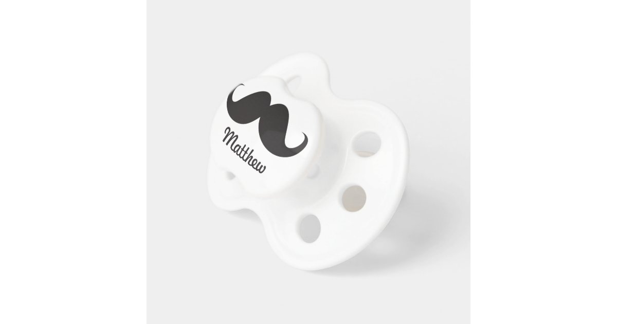 Funny black handlebar mustache stache personalized pacifier Zazzle