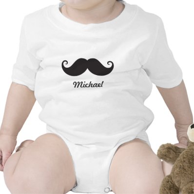 Funny black handlebar mustache stache personalized baby bodysuits