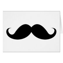 Funny black handlebar mustache trendy hipster greeting cards