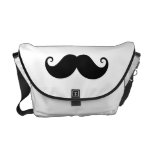 Funny black handlebar mustache trendy hipster messenger bag