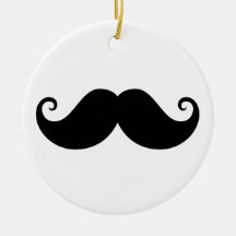 Funny black handlebar mustache trendy hipster christmas ornaments