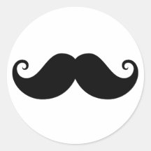 Funny black handlebar mustache trendy hipster sticker