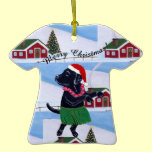 Funny Black Labrador Aloha Christmas ornaments