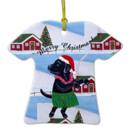 Funny Black Labrador Aloha Christmas Christmas Tree Ornament